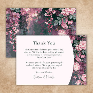 Tarjeta De Agradecimiento Boda floral elegante romántica rosa malva
