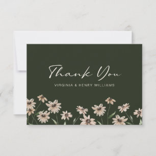 Tarjeta De Agradecimiento Boda floral elegante verde