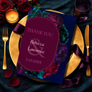 Tarjeta De Agradecimiento Boda floral en tonos de joya