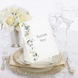 Tarjeta De Agradecimiento Boda Floral Eucalyptus Greenery Gold