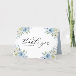 Tarjeta De Agradecimiento Boda Floral Floral Azul Azul claro