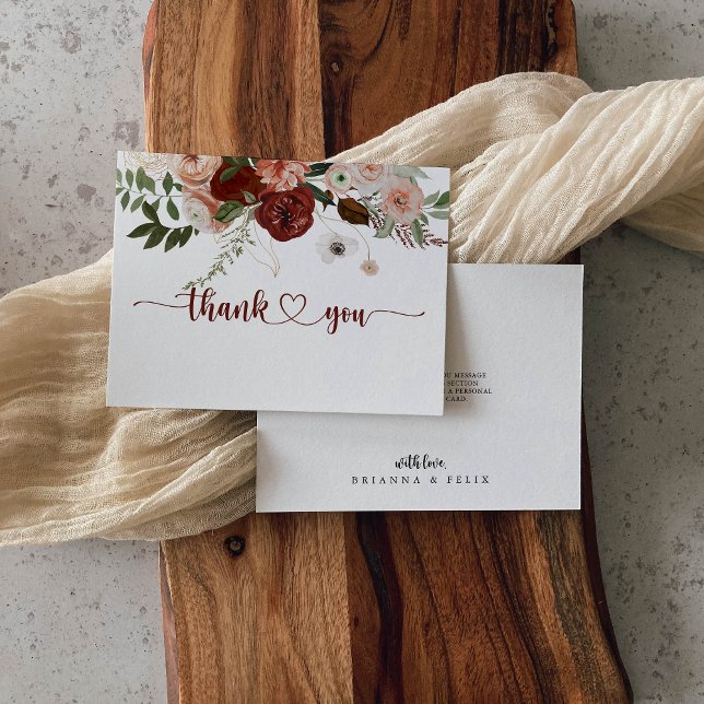 Tarjeta De Agradecimiento Boda floral floral ruidosa dorada (Subido por el creador)