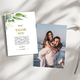 Tarjeta De Agradecimiento Boda floral geométrica de vegetación de eucalipto