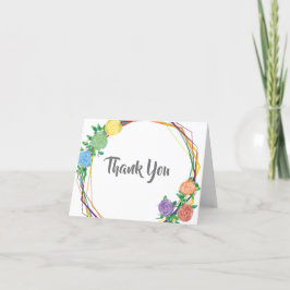 Tarjeta De Agradecimiento Boda floral geométrico Rainbow moderno Gracias