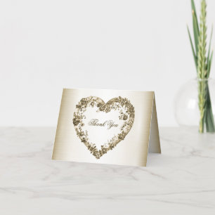 Tarjeta De Agradecimiento Boda Floral Golden Ornate Frame Elegante