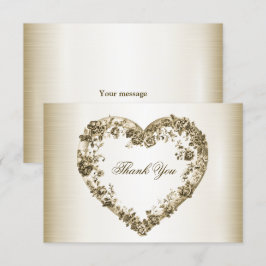 Tarjeta De Agradecimiento Boda Floral Golden Ornate Frame Elegante