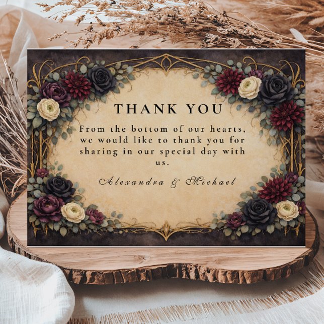 Tarjeta De Agradecimiento Boda Floral Gótica Barroca (Subido por el creador)
