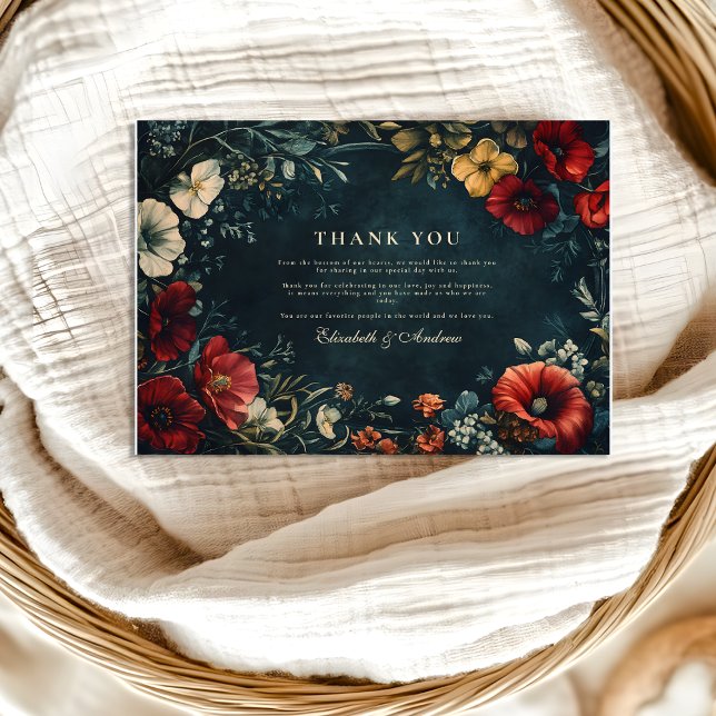 Tarjeta De Agradecimiento Boda floral gótica de Victoria (Subido por el creador)