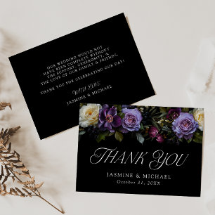 Tarjeta De Agradecimiento Boda floral gótica temperamental