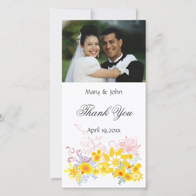 Tarjeta De Agradecimiento Boda Floral Gracias (Anverso)