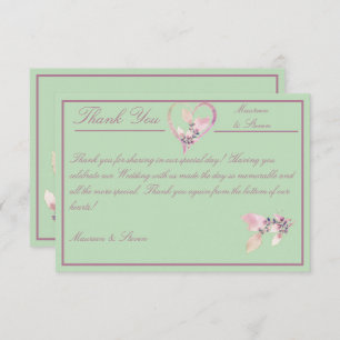 Tarjeta De Agradecimiento Boda Floral Green y Mauve