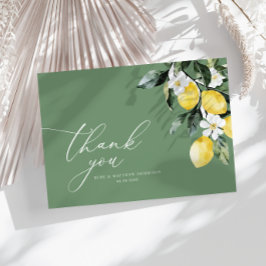 Tarjeta De Agradecimiento Boda floral limón con vegetación moderna
