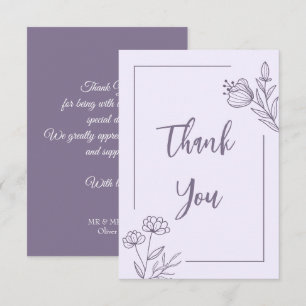 Tarjeta De Agradecimiento Boda floral malva simple