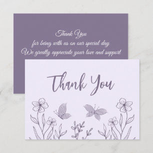 Tarjeta De Agradecimiento Boda floral malva simple