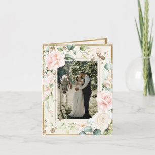 Tarjeta De Agradecimiento Boda floral marfileña de color de agua antiguo