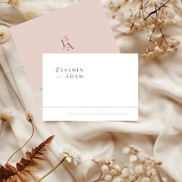 Tarjeta De Agradecimiento Boda floral minimalista elegante con rosa