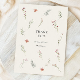 Tarjeta De Agradecimiento Boda floral minimo Beige Boho