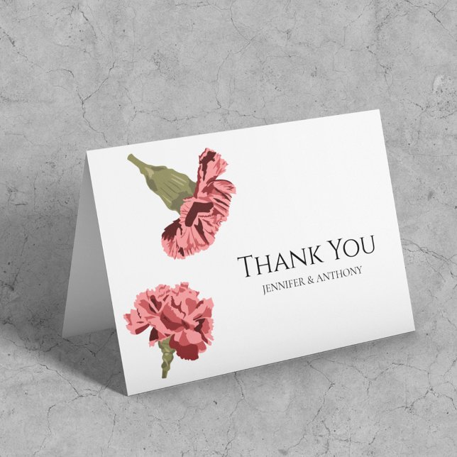 Tarjeta De Agradecimiento Boda floral moderno Pink Carnations de lujo (Subido por el creador)