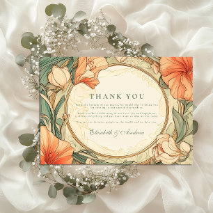 Tarjeta De Agradecimiento Boda floral naranja quemada