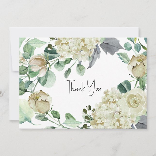 Tarjeta De Agradecimiento Boda floral neutra y botánico de aire rústico (Anverso)