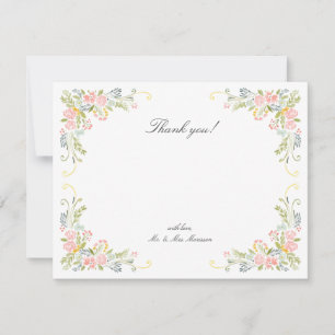 Tarjeta De Agradecimiento Boda floral ornamentada de jardín rococó pastel