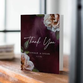 Tarjeta De Agradecimiento Boda floral oscuro y amoroso