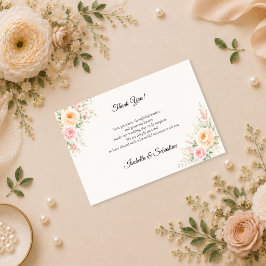 Tarjeta De Agradecimiento Boda floral pastel romántica