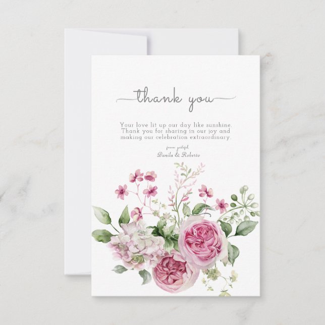 Tarjeta De Agradecimiento Boda floral peonista digital personalizada (Anverso)