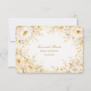 Tarjeta De Agradecimiento Boda floral perla Champagne marfil