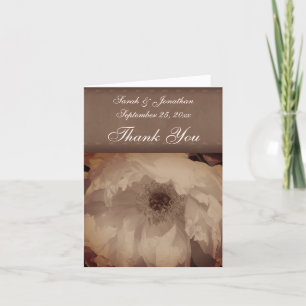 Tarjeta De Agradecimiento Boda floral personalizado de Sepia Peony