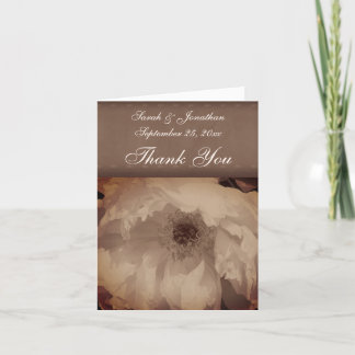 Tarjeta De Agradecimiento Boda floral personalizado de Sepia Peony