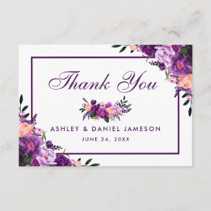 Tarjeta De Agradecimiento Boda Floral púrpura ultra violeta Gracias SP
