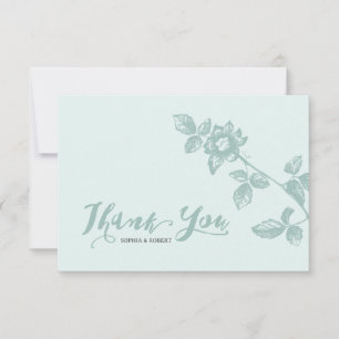 Tarjeta De Agradecimiento Boda floral radical azul