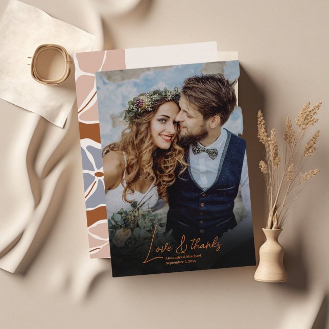 Tarjeta De Agradecimiento Boda Floral Retro Boho Chic (Subido por el creador)