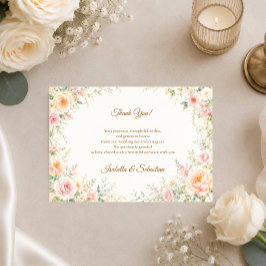 Tarjeta De Agradecimiento Boda floral romántica