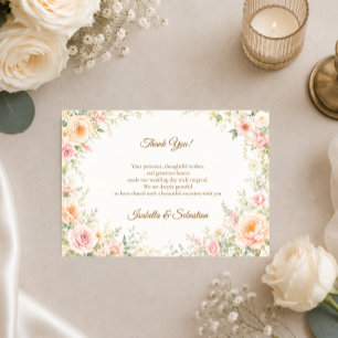 Tarjeta De Agradecimiento Boda floral romántica