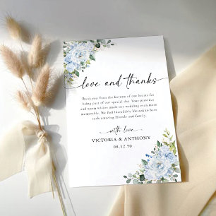 Tarjeta De Agradecimiento Boda Floral Romántica de Azul Claro