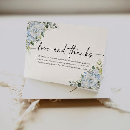 Tarjeta De Agradecimiento Boda floral romántica de azul claro