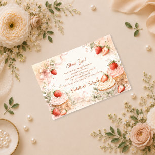 Tarjeta De Agradecimiento Boda floral romántica de fresa
