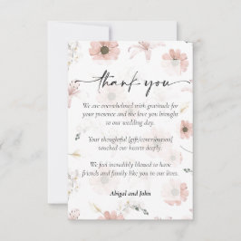 Tarjeta De Agradecimiento Boda floral romántico