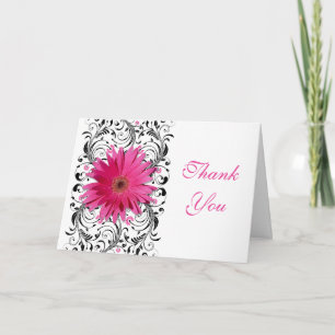 Tarjeta De Agradecimiento Boda Floral Rosa Black Gerbera Daisy Gracias