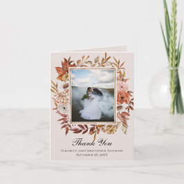 Tarjeta De Agradecimiento Boda floral rosa boho óxido terracota Foto