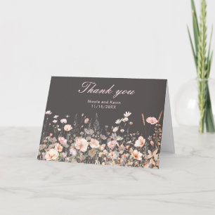 Tarjeta De Agradecimiento Boda floral rosa claro de primavera de flores silv