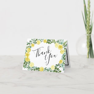 Tarjeta De Agradecimiento Boda floral Rosa de Peony amarillo claro Gracias