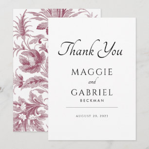 Tarjeta De Agradecimiento Boda floral Rosa de tela francesa