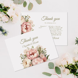 Tarjeta De Agradecimiento Boda floral rosa pálido y Rubor