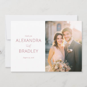 Tarjeta De Agradecimiento Boda floral rosa romántica