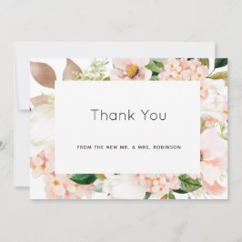 Tarjeta De Agradecimiento Boda Floral rosa Rubor Hydrangea