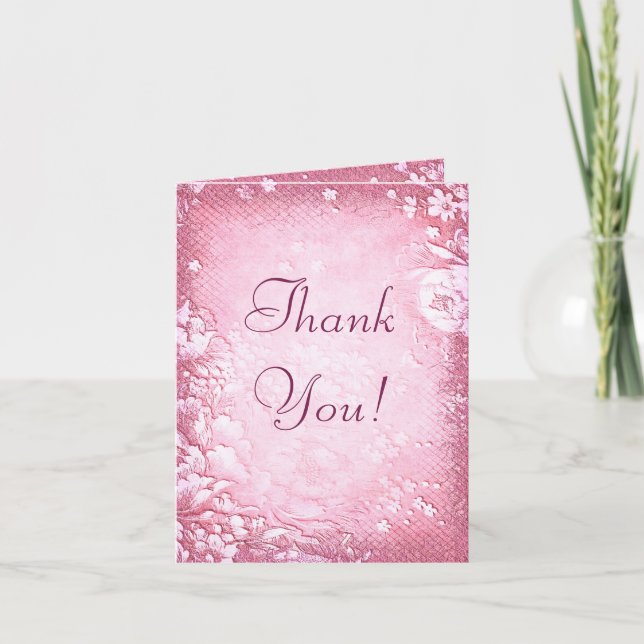 Tarjeta De Agradecimiento Boda Floral Rosa Vieja Antiguo Gracias (Anverso)