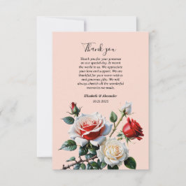 Tarjeta De Agradecimiento boda floral rosas rojas blancas de color rosa boni